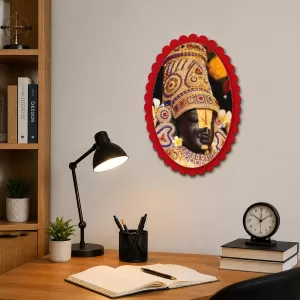 Lord Krishna Wall Decorative Showpiece 6 X 8 Inch | 4 MM MDF Wooden Glossy Sublimation Print | Back Hook Wall Hanging | Home Temple & Living Room Decor (F58011)