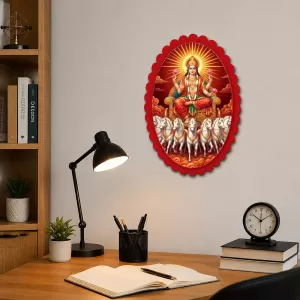Surya Wall Decorative Showpiece 6 X 8 Inch | 4 MM MDF Wooden Glossy Sublimation Print | Back Hook Wall Hanging | Home Temple & Living Room Decor (F58012) Surya Wall Decorative Showpiece 6 X 8 Inch | 4 MM MDF Wooden Glossy Sublimation Print | Back Hook Wall Hanging | Home Temple & Living Room Decor (F58012)