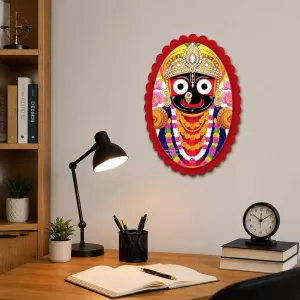 Jagannath Wall Decorative Showpiece 6 X 8 Inch | 4 MM MDF Wooden Glossy Sublimation Print | Back Hook Wall Hanging | Home Temple & Living Room Decor (F58034)