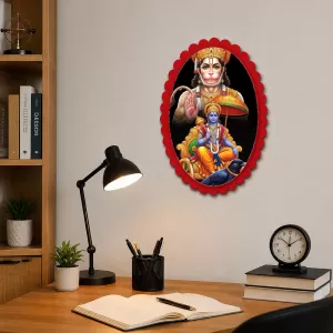 Hanuman Wall Decorative Showpiece 6 X 8 Inch | 4 MM MDF Wooden Glossy Sublimation Print | Back Hook Wall Hanging | Home Temple & Living Room Decor (F58035)