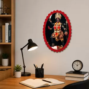 Kali Wall Decorative Showpiece 6 X 8 Inch | 4 MM MDF Wooden Glossy Sublimation Print | Back Hook Wall Hanging | Home Temple & Living Room Decor (F58040)