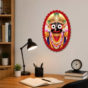 Jagannatha Wall Decorative Showpiece 6 X 8 Inch | 4 MM MDF Wooden Glossy Sublimation Print | Back Hook Wall Hanging | Home Temple & Living Room Decor (F58042)
