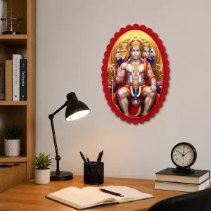 Hanuman Wall Decorative Showpiece 6 X 8 Inch | 4 MM MDF Wooden Glossy Sublimation Print | Back Hook Wall Hanging | Home Temple & Living Room Decor (F58058)