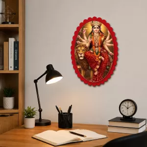 Durga Wall Decorative Showpiece 6 X 8 Inch | 4 MM MDF Wooden Glossy Sublimation Print | Back Hook Wall Hanging | Home Temple & Living Room Decor (F58084) Durga Wall Decorative Showpiece 6 X 8 Inch | 4 MM MDF Wooden Glossy Sublimation Print | Back Hook Wall Hanging | Home Temple & Living Room Decor (F58084)