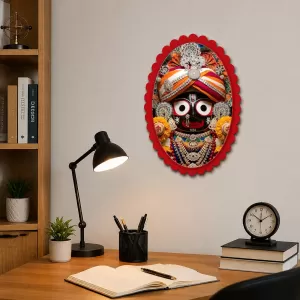 Jagannatha Wall Decorative Showpiece 6 X 8 Inch | 4 MM MDF Wooden Glossy Sublimation Print | Back Hook Wall Hanging | Home Temple & Living Room Decor (F58092)