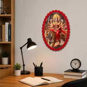 Durga Wall Decorative Showpiece 6 X 8 Inch | 4 MM MDF Wooden Glossy Sublimation Print | Back Hook Wall Hanging | Home Temple & Living Room Decor (F58094) Durga Wall Decorative Showpiece 6 X 8 Inch | 4 MM MDF Wooden Glossy Sublimation Print | Back Hook Wall Hanging | Home Temple & Living Room Decor (F58094)