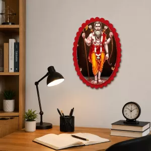 Parashurama Wall Decorative Showpiece 6 X 8 Inch | 4 MM MDF Wooden Glossy Sublimation Print | Back Hook Wall Hanging | Home Temple & Living Room Decor (F58100)