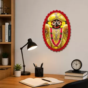 Jagannatha Wall Decorative Showpiece 6 X 8 Inch | 4 MM MDF Wooden Glossy Sublimation Print | Back Hook Wall Hanging | Home Temple & Living Room Decor (F58103)