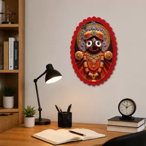 Jagannatha Wall Decorative Showpiece 6 X 8 Inch | 4 MM MDF Wooden Glossy Sublimation Print | Back Hook Wall Hanging | Home Temple & Living Room Decor (F58113)