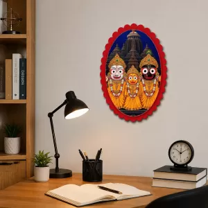 Jagannatha Wall Decorative Showpiece 6 X 8 Inch | 4 MM MDF Wooden Glossy Sublimation Print | Back Hook Wall Hanging | Home Temple & Living Room Decor (F58117)