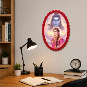 Parvati Wall Decorative Showpiece 6 X 8 Inch | 4 MM MDF Wooden Glossy Sublimation Print | Back Hook Wall Hanging | Home Temple & Living Room Decor (F58120)