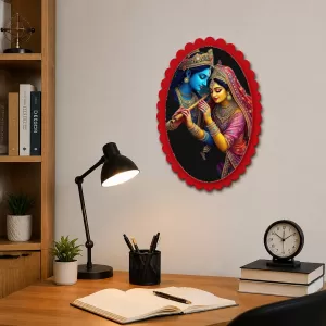 Shree Krishna And Shree Radha Wall Decorative Showpiece 6 X 8 Inch | 4 MM MDF Wooden Glossy Sublimation Print | Back Hook Wall Hanging | Home Temple & Living Room Decor (F58123) Shree Krishna And Shree Radha Wall Decorative Showpiece 6 X 8 Inch | 4 MM MDF Wooden Glossy Sublimation Print | Back Hook Wall Hanging | Home Temple & Living Room Decor (F58123)