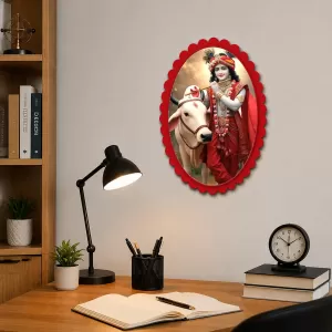 Krishna Wall Decorative Showpiece 6 X 8 Inch | 4 MM MDF Wooden Glossy Sublimation Print | Back Hook Wall Hanging | Home Temple & Living Room Decor (F58126) Krishna Wall Decorative Showpiece 6 X 8 Inch | 4 MM MDF Wooden Glossy Sublimation Print | Back Hook Wall Hanging | Home Temple & Living Room Decor (F58126)