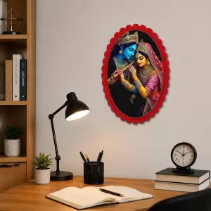 Shree Krishna And Shree Radha Wall Decorative Showpiece 6 X 8 Inch | 4 MM MDF Wooden Glossy Sublimation Print | Back Hook Wall Hanging | Home Temple & Living Room Decor (F58128) Shree Krishna And Shree Radha Wall Decorative Showpiece 6 X 8 Inch | 4 MM MDF Wooden Glossy Sublimation Print | Back Hook Wall Hanging | Home Temple & Living Room Decor (F58128)