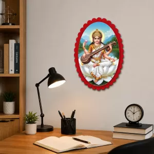 Saraswati Wall Decorative Showpiece 6 X 8 Inch | 4 MM MDF Wooden Glossy Sublimation Print | Back Hook Wall Hanging | Home Temple & Living Room Decor (F58141) Saraswati Wall Decorative Showpiece 6 X 8 Inch | 4 MM MDF Wooden Glossy Sublimation Print | Back Hook Wall Hanging | Home Temple & Living Room Decor (F58141)
