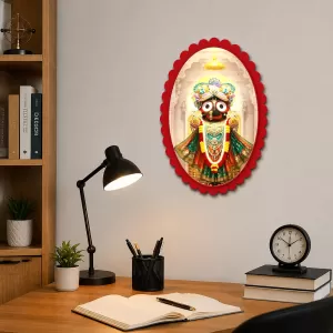 Jagannatha Wall Decorative Showpiece 6 X 8 Inch | 4 MM MDF Wooden Glossy Sublimation Print | Back Hook Wall Hanging | Home Temple & Living Room Decor (F58144)