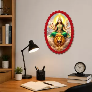 Durga Wall Decorative Showpiece 6 X 8 Inch | 4 MM MDF Wooden Glossy Sublimation Print | Back Hook Wall Hanging | Home Temple & Living Room Decor (F58147) Durga Wall Decorative Showpiece 6 X 8 Inch | 4 MM MDF Wooden Glossy Sublimation Print | Back Hook Wall Hanging | Home Temple & Living Room Decor (F58147)