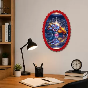 Lord Shiva Wall Decorative Showpiece 6 X 8 Inch | 4 MM MDF Wooden Glossy Sublimation Print | Back Hook Wall Hanging | Home Temple & Living Room Decor (F58156)