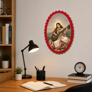 Saraswati Wall Decorative Showpiece 6 X 8 Inch | 4 MM MDF Wooden Glossy Sublimation Print | Back Hook Wall Hanging | Home Temple & Living Room Decor (F58157) Saraswati Wall Decorative Showpiece 6 X 8 Inch | 4 MM MDF Wooden Glossy Sublimation Print | Back Hook Wall Hanging | Home Temple & Living Room Decor (F58157)