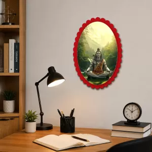 Shiva Wall Decorative Showpiece 6 X 8 Inch | 4 MM MDF Wooden Glossy Sublimation Print | Back Hook Wall Hanging | Home Temple & Living Room Decor (F58184)
