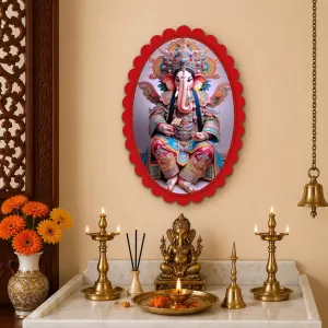 Lord Ganesha Wall Decorative Showpiece 6 X 8 Inch | 4 MM MDF Wooden Glossy Sublimation Print | Back Hook Wall Hanging | Home Temple & Living Room Decor (F56959) Lord Ganesha Wall Decorative Showpiece 6 X 8 Inch | 4 MM MDF Wooden Glossy Sublimation Print | Back Hook Wall Hanging | Home Temple & Living Room Decor (F56959)