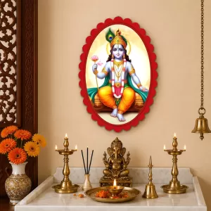 Shree Krishna Wall Decorative Showpiece 6 X 8 Inch | 4 MM MDF Wooden Glossy Sublimation Print | Back Hook Wall Hanging | Home Temple & Living Room Decor (F56967) Shree Krishna Wall Decorative Showpiece 6 X 8 Inch | 4 MM MDF Wooden Glossy Sublimation Print | Back Hook Wall Hanging | Home Temple & Living Room Decor (F56967)