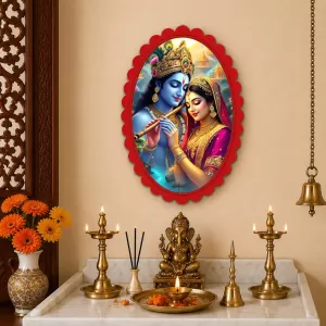 Shree Krishna And Shree Radha Wall Decorative Showpiece 6 X 8 Inch | 4 MM MDF Wooden Glossy Sublimation Print | Back Hook Wall Hanging | Home Temple & Living Room Decor (F56970) Shree Krishna And Shree Radha Wall Decorative Showpiece 6 X 8 Inch | 4 MM MDF Wooden Glossy Sublimation Print | Back Hook Wall Hanging | Home Temple & Living Room Decor (F56970)