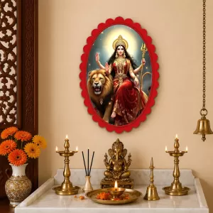 Durga Wall Decorative Showpiece 6 X 8 Inch | 4 MM MDF Wooden Glossy Sublimation Print | Back Hook Wall Hanging | Home Temple & Living Room Decor (F56982) Durga Wall Decorative Showpiece 6 X 8 Inch | 4 MM MDF Wooden Glossy Sublimation Print | Back Hook Wall Hanging | Home Temple & Living Room Decor (F56982)