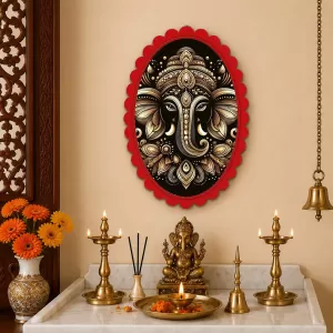 Ganesha Wall Decorative Showpiece 6 X 8 Inch | 4 MM MDF Wooden Glossy Sublimation Print | Back Hook Wall Hanging | Home Temple & Living Room Decor (F56986) Ganesha Wall Decorative Showpiece 6 X 8 Inch | 4 MM MDF Wooden Glossy Sublimation Print | Back Hook Wall Hanging | Home Temple & Living Room Decor (F56986)