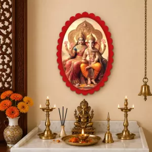 Lakshmi And Ganesha Wall Decorative Showpiece 6 X 8 Inch | 4 MM MDF Wooden Glossy Sublimation Print | Back Hook Wall Hanging | Home Temple & Living Room Decor (F56987) Lakshmi And Ganesha Wall Decorative Showpiece 6 X 8 Inch | 4 MM MDF Wooden Glossy Sublimation Print | Back Hook Wall Hanging | Home Temple & Living Room Decor (F56987)