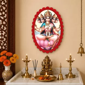 Gayatri Wall Decorative Showpiece 6 X 8 Inch | 4 MM MDF Wooden Glossy Sublimation Print | Back Hook Wall Hanging | Home Temple & Living Room Decor (F57003)