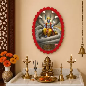 Lord Vishnu Wall Decorative Showpiece 6 X 8 Inch | 4 MM MDF Wooden Glossy Sublimation Print | Back Hook Wall Hanging | Home Temple & Living Room Decor (F57024) Lord Vishnu Wall Decorative Showpiece 6 X 8 Inch | 4 MM MDF Wooden Glossy Sublimation Print | Back Hook Wall Hanging | Home Temple & Living Room Decor (F57024)