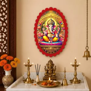 Lord Ganesha Wall Decorative Showpiece 6 X 8 Inch | 4 MM MDF Wooden Glossy Sublimation Print | Back Hook Wall Hanging | Home Temple & Living Room Decor (F57033) Lord Ganesha Wall Decorative Showpiece 6 X 8 Inch | 4 MM MDF Wooden Glossy Sublimation Print | Back Hook Wall Hanging | Home Temple & Living Room Decor (F57033)