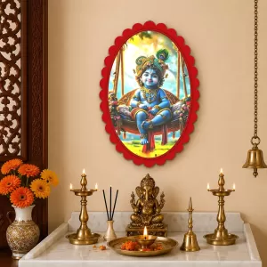 Krishna Wall Decorative Showpiece 6 X 8 Inch | 4 MM MDF Wooden Glossy Sublimation Print | Back Hook Wall Hanging | Home Temple & Living Room Decor (F57040) Krishna Wall Decorative Showpiece 6 X 8 Inch | 4 MM MDF Wooden Glossy Sublimation Print | Back Hook Wall Hanging | Home Temple & Living Room Decor (F57040)
