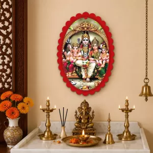 Lord Shiva Wall Decorative Showpiece 6 X 8 Inch | 4 MM MDF Wooden Glossy Sublimation Print | Back Hook Wall Hanging | Home Temple & Living Room Decor (F57043)