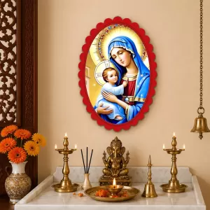 Mary And Jesus Wall Decorative Showpiece 6 X 8 Inch | 4 MM MDF Wooden Glossy Sublimation Print | Back Hook Wall Hanging | Home Temple & Living Room Decor (F57052) Mary And Jesus Wall Decorative Showpiece 6 X 8 Inch | 4 MM MDF Wooden Glossy Sublimation Print | Back Hook Wall Hanging | Home Temple & Living Room Decor (F57052)