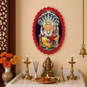 Narasimha Wall Decorative Showpiece 6 X 8 Inch | 4 MM MDF Wooden Glossy Sublimation Print | Back Hook Wall Hanging | Home Temple & Living Room Decor (F57058)