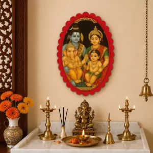 Lord Shiva Wall Decorative Showpiece 6 X 8 Inch | 4 MM MDF Wooden Glossy Sublimation Print | Back Hook Wall Hanging | Home Temple & Living Room Decor (F57091)