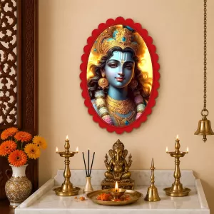Krishna Wall Decorative Showpiece 6 X 8 Inch | 4 MM MDF Wooden Glossy Sublimation Print | Back Hook Wall Hanging | Home Temple & Living Room Decor (F57119) Krishna Wall Decorative Showpiece 6 X 8 Inch | 4 MM MDF Wooden Glossy Sublimation Print | Back Hook Wall Hanging | Home Temple & Living Room Decor (F57119)