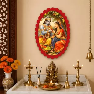 Shree Krishna And Shree Radha Wall Decorative Showpiece 6 X 8 Inch | 4 MM MDF Wooden Glossy Sublimation Print | Back Hook Wall Hanging | Home Temple & Living Room Decor (F57127) Shree Krishna And Shree Radha Wall Decorative Showpiece 6 X 8 Inch | 4 MM MDF Wooden Glossy Sublimation Print | Back Hook Wall Hanging | Home Temple & Living Room Decor (F57127)