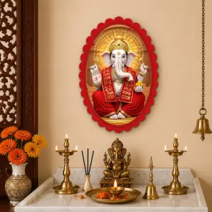 Lord Ganesha Wall Decorative Showpiece 6 X 8 Inch | 4 MM MDF Wooden Glossy Sublimation Print | Back Hook Wall Hanging | Home Temple & Living Room Decor (F57135) Lord Ganesha Wall Decorative Showpiece 6 X 8 Inch | 4 MM MDF Wooden Glossy Sublimation Print | Back Hook Wall Hanging | Home Temple & Living Room Decor (F57135)