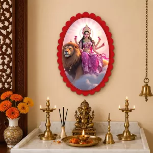 Durga Wall Decorative Showpiece 6 X 8 Inch | 4 MM MDF Wooden Glossy Sublimation Print | Back Hook Wall Hanging | Home Temple & Living Room Decor (F57141) Durga Wall Decorative Showpiece 6 X 8 Inch | 4 MM MDF Wooden Glossy Sublimation Print | Back Hook Wall Hanging | Home Temple & Living Room Decor (F57141)