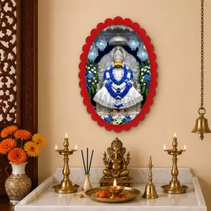 Sai Baba Wall Decorative Showpiece 6 X 8 Inch | 4 MM MDF Wooden Glossy Sublimation Print | Back Hook Wall Hanging | Home Temple & Living Room Decor (F57145)