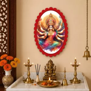 Durga Wall Decorative Showpiece 6 X 8 Inch | 4 MM MDF Wooden Glossy Sublimation Print | Back Hook Wall Hanging | Home Temple & Living Room Decor (F57152) Durga Wall Decorative Showpiece 6 X 8 Inch | 4 MM MDF Wooden Glossy Sublimation Print | Back Hook Wall Hanging | Home Temple & Living Room Decor (F57152)