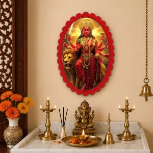 Durga Wall Decorative Showpiece 6 X 8 Inch | 4 MM MDF Wooden Glossy Sublimation Print | Back Hook Wall Hanging | Home Temple & Living Room Decor (F57166) Durga Wall Decorative Showpiece 6 X 8 Inch | 4 MM MDF Wooden Glossy Sublimation Print | Back Hook Wall Hanging | Home Temple & Living Room Decor (F57166)