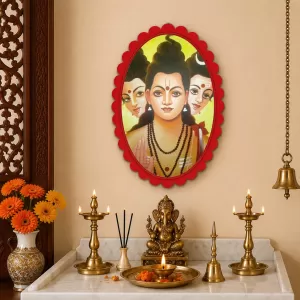 Lord Shiva Wall Decorative Showpiece 6 X 8 Inch | 4 MM MDF Wooden Glossy Sublimation Print | Back Hook Wall Hanging | Home Temple & Living Room Decor (F57167)