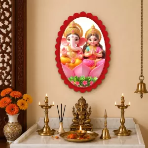 Ganesha And Lakshmi Wall Decorative Showpiece 6 X 8 Inch | 4 MM MDF Wooden Glossy Sublimation Print | Back Hook Wall Hanging | Home Temple & Living Room Decor (F57175) Ganesha And Lakshmi Wall Decorative Showpiece 6 X 8 Inch | 4 MM MDF Wooden Glossy Sublimation Print | Back Hook Wall Hanging | Home Temple & Living Room Decor (F57175)