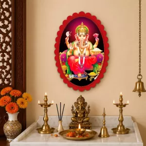 Ganesha Wall Decorative Showpiece 6 X 8 Inch | 4 MM MDF Wooden Glossy Sublimation Print | Back Hook Wall Hanging | Home Temple & Living Room Decor (F57210) Ganesha Wall Decorative Showpiece 6 X 8 Inch | 4 MM MDF Wooden Glossy Sublimation Print | Back Hook Wall Hanging | Home Temple & Living Room Decor (F57210)