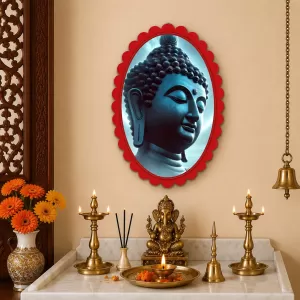 Gautama Buddha Wall Decorative Showpiece 6 X 8 Inch | 4 MM MDF Wooden Glossy Sublimation Print | Back Hook Wall Hanging | Home Temple & Living Room Decor (F57226)