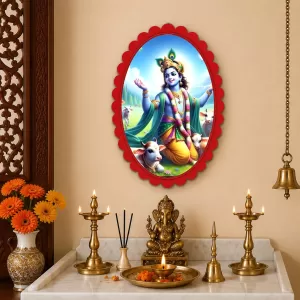 Shree Krishna Wall Decorative Showpiece 6 X 8 Inch | 4 MM MDF Wooden Glossy Sublimation Print | Back Hook Wall Hanging | Home Temple & Living Room Decor (F57236) Shree Krishna Wall Decorative Showpiece 6 X 8 Inch | 4 MM MDF Wooden Glossy Sublimation Print | Back Hook Wall Hanging | Home Temple & Living Room Decor (F57236)